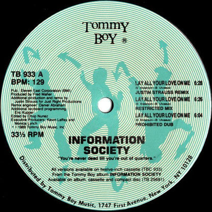 Information Society - Lay All Your Love On Me (12", Single) - 75music
