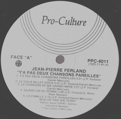 Jean-Pierre Ferland - Y'a Pas Deux Chansons Pareilles (LP, Album) - 75music