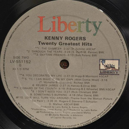 Kenny Rogers - Twenty Greatest Hits (LP, Comp, Club) - 75music