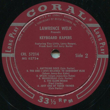 Lawrence Welk, Jerry Burke, Frank Scott, Larry Hooper, "Big" Tiny Little - Lawrence Welk Presents Keyboard Kapers (LP, Album, Mono) - 75music