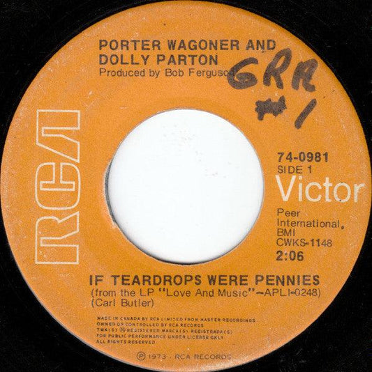 Porter Wagoner And Dolly Parton - If Teardrops Were Pennies (7", Single) - 75music