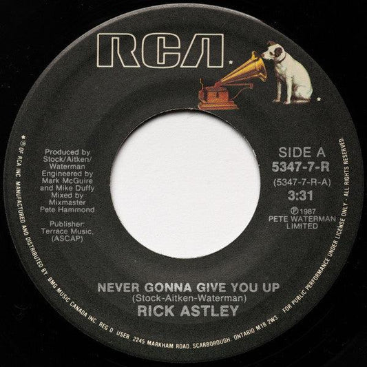 Rick Astley - Never Gonna Give You Up (7", Single) - 75music