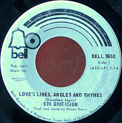 The Fifth Dimension - Love's Lines, Angles And Rhymes (7", Single) - 75music