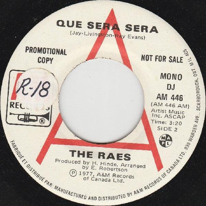 The Raes - Que Sera Sera (7", Single, Promo) - 75music