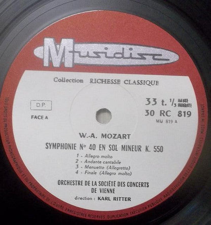 Wolfgang Amadeus Mozart, Wiener Konzertverein Dirigé Par Karl Ritter - Symphonie No 40 En Sol Mineur K 550 - Symphonie No 41 En Do Majeur K 551 "Jupiter" (LP, Album, RE) - 75music