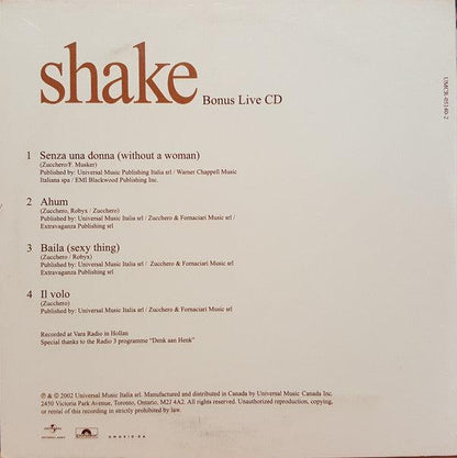 Zucchero - Shake (CD, Album, Enh, Exc + CD, Car) - 75music